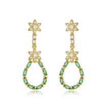 Brinco Gota Zircônia Banhado A Ouro 18K