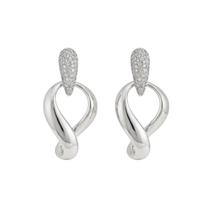 Brinco Gota Zircônia Cristal e Vazado Banhado a Prata