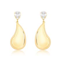 Brinco Gotas de Chuva com Zircônia Gota Revestido em Ouro Brinco Gotas de Chuva com Zircônia Gota Revestido em Ouro