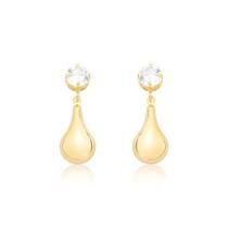 Brinco Gotas de Chuva com Zircônia Revestido em Ouro Brinco Gotas de Chuva com Zircônia Revestido em Ouro