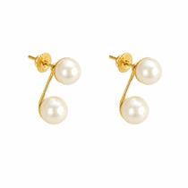 Brinco Grace Kelly Pérolas Naturais 5mm Ouro 18k 750 BR042