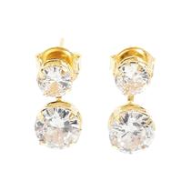 Brinco Grace Kelly Zircônias Banhado a Ouro