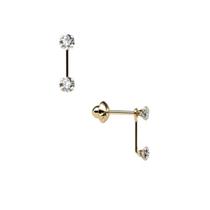 Brinco graice kelly com pedras brancas 3mm ouro 18k fgkibk063k079