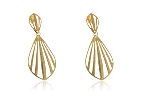 Brinco Grande De Concha Vazada Folheado Em Ouro 18K