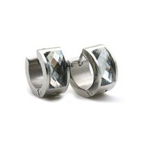 brinco grosso em aço inoxidável argola Esmaltado prateado pedra pedrinha zirc6onia antialérgico brinco grosso em aço inoxidável argola Esmaltado prateado pedra pedrinha zirc6onia antialérgico