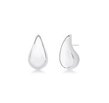 Brinco Hailey Liso M Banhado a Ródio Branco - Joia Elegante