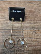 Brinco haste círculo zirconia