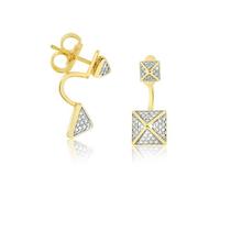 Brinco Haste Com Triângulo Com Pedras De Zircônias Folheado