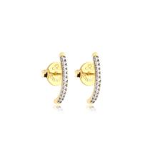 Brinco Haste Cravejada Folheado A Ouro