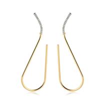 Brinco Haste Em Forma J Zircônia Folheado A Ouro Feminino