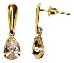 Brinco Haste Gota Zirconia Ouro 18k