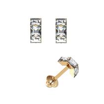 Brinco Infantil 1/3 Volta Carre 2X2 Cz Ouro 18K 22246 K065