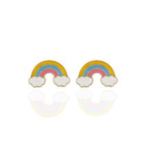 Brinco infantil arco-íris resinado