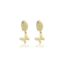 Brinco Infantil Argola com Borboleta Banhado a Ouro 18K 10mm Brinco Infantil Argola com Borboleta Banhado a Ouro 18K 10mm