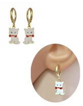 Brinco Infantil Argolinha Gatinho Folheado Ouro 18k Brinco Infantil Argolinha Gatinho Folheado Ouro 18k