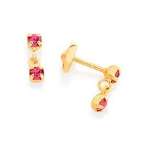 Brinco infantil banhado a ouro 18k com cristais Cód. 5202480037