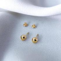 Brinco Infantil Bola 4mm Bebê Recém-nascido Bolinha Banhado Ouro 18k