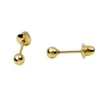 Brinco Infantil Bolinha 3mm Recém Nascido Bebê Ouro 18k Brinco Infantil Bolinha 3mm Recém Nascido Bebê Ouro 18k