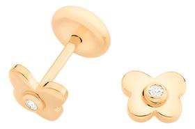 Brinco Infantil Borboleta, Com Zircônias Rommanel 526395 Brinco Infantil Borboleta, Com Zircônias Rommanel 526395