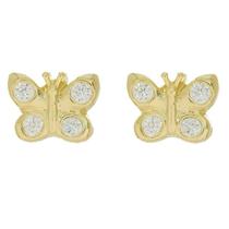 Brinco Infantil Borboleta Folheado Cor:Ouro 18K