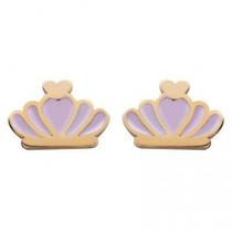 Brinco Infantil Coroa Em Ouro 18k