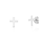 Brinco Infantil Cruz 8x6mm em Prata 925 Antialérgico Delicado