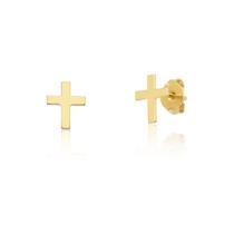 Brinco Infantil Cruz 8x6mm em Prata 925 Antialérgico Delicado