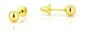 Brinco Infantil De Bola 2,5mm Recém Nascido Bebê Ouro 18k