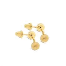 Brinco Infantil De Ouro 18k Bolinha Dupla De 3mm