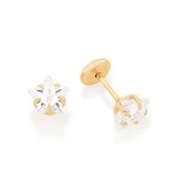 BRINCO INFANTIL DE ZIRCÔNIA 6MM NO FORMATO ESTRELA. 0,5 CM Brinco feminino folheado a ouro 18k joia antialérgica presente feminino para criança