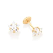 BRINCO INFANTIL DE ZIRCÔNIA 6MM NO FORMATO ESTRELA. 0,5 CM Brinco feminino folheado a ouro 18k joia antialérgica presente feminino para criança