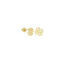 Brinco Infantil em Ouro 18K Flor com Zircônia - AU3959