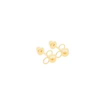 Brinco Infantil em Ouro 18K Tricírculo com Bola - AU11428