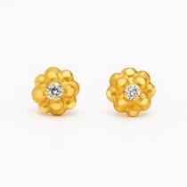 Brinco Infantil Flor Zircônia Ouro 18k - 0.73