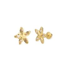 Brinco infantil Flor Zircônia Ouro 18k - 0.84