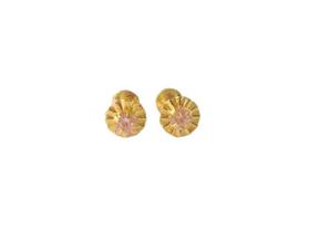 Brinco infantil Flor Zircônia Rosa Ouro 18k Ishizaki - 0.44