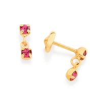 Brinco infantil folheado a ouro ROSA 520248 Rommanel Brinco infantil folheado a ouro ROSA 520248 Rommanel