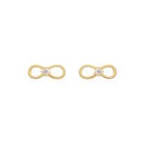 Brinco Infantil Infinito Em Ouro 18k Com Diamantes