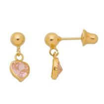 Brinco Infantil Ouro 18k 750 Bola Com Pedra Bebê Criança Brinco Infantil Ouro 18k 750 Bola Com Pedra Bebê Criança