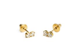 Brinco Infantil Ouro 18k com Zircônias - 0.51