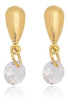 Brinco Infantil Pedra Zirconia Dourado Pendurado Antialérgic