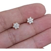 Brinco Infantil Pequeno Flor Pedra Zirconia 2 Furo F. A Ouro Brinco Infantil Pequeno Flor Pedra Zirconia 2 Furo F. A Ouro