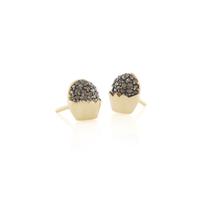 Brinco Infantil Prata 925 Brigadeiro Cravejado Com Zircônias Marrons - Banho Ouro 18k