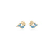 Brinco Infantil Sereia Resinada - Prata 925 Banhado a Ouro 18K