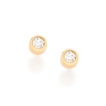 Brinco infantil solitário folheado a ouro 18k com zircônias branco/523018