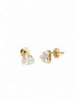 Brinco Infantil Triângulo com Zircônia Ouro 18k - 0.62 Brinco Infantil Triângulo com Zircônia Ouro 18k - 0.62