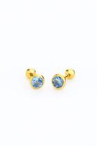 Brinco infantil Zircônia Azul Ouro 18k - 0.44