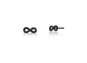 Brinco infinito negro banhado a ródio negro - zircônias - 5mm x 12mm