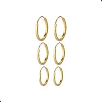 Brinco Kit 3 Pares Argola Ouro 18k-750 N/f - BMA Joias