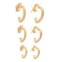 Brinco Kit Argola Formato Coração Cravejado Zircônia Folhead Brinco Kit Argola Formato Coração Cravejado Zircônia Folhead